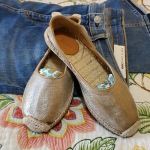 Rag & Bone Leather Espadrilles Metallic 7.5, 37.5